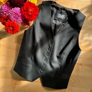 Dolce and Gabbana black wool and silk vest